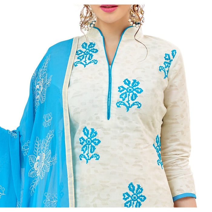 Cotton Jacquard Fabric White Color Dress Material only in Bigswipe