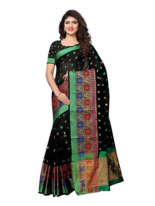 Black Color Chanderi Silk Saree only in Bigswipe