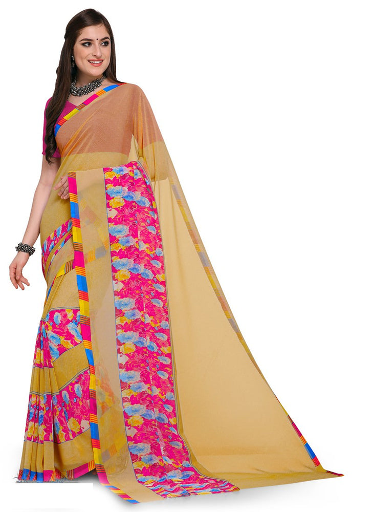 Beige, Multi Color  Georgette Saree only in Bigswipe