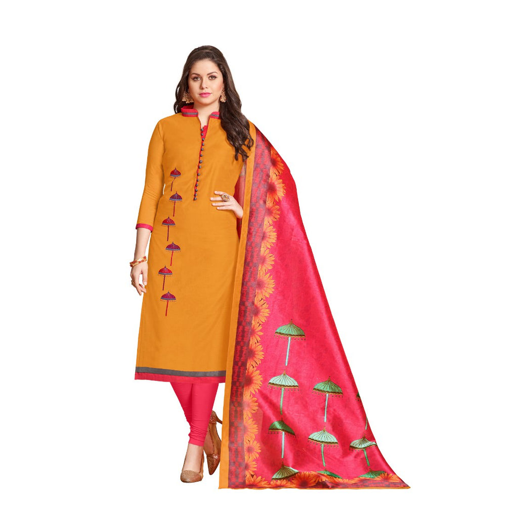 Chanderi Fabric Musterd Color Dress Material only in Bigswipe