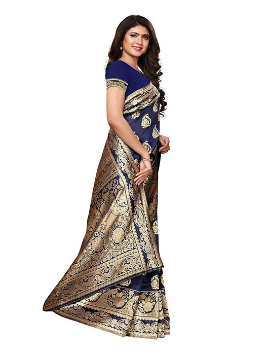 Navy Blue Color Poly Silk Saree only in Bigswipe