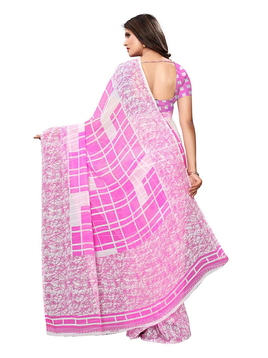 Pink, White Color Georgette Saree only in Bigswipe