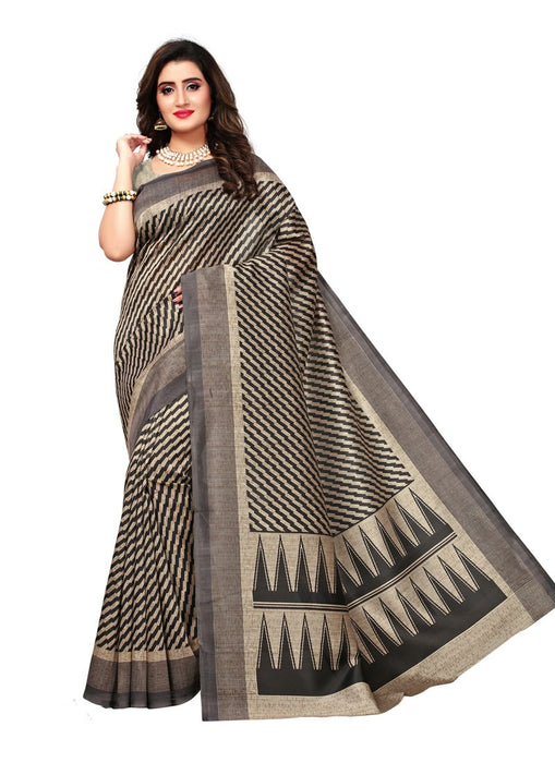 Beige, Black Color  Poly Silk Saree only in Bigswipe