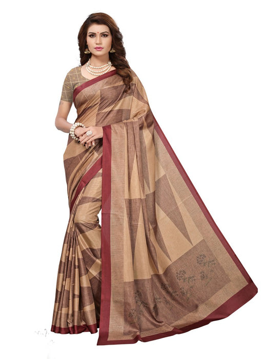 Beige, Maroon Color  Vichita Silk (Art Silk) Saree only in Bigswipe