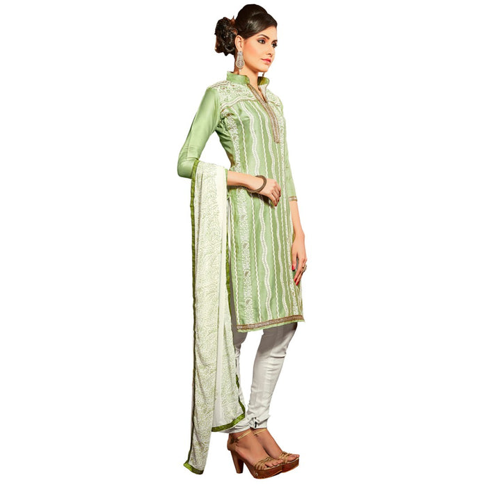 Glaze Cotton Fabric Light Green Color Dress Material only in Bigswipe