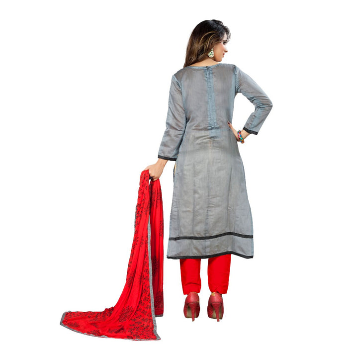 Chanderi Fabric Grey Color Dress Material only in Bigswipe