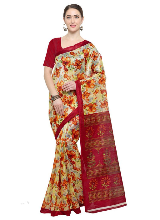 Beige, Red, Multi Color Art Silk Saree only in Bigswipe