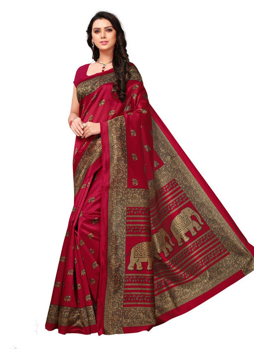 Maroon, Beige Color  Poly Silk Saree only in Bigswipe