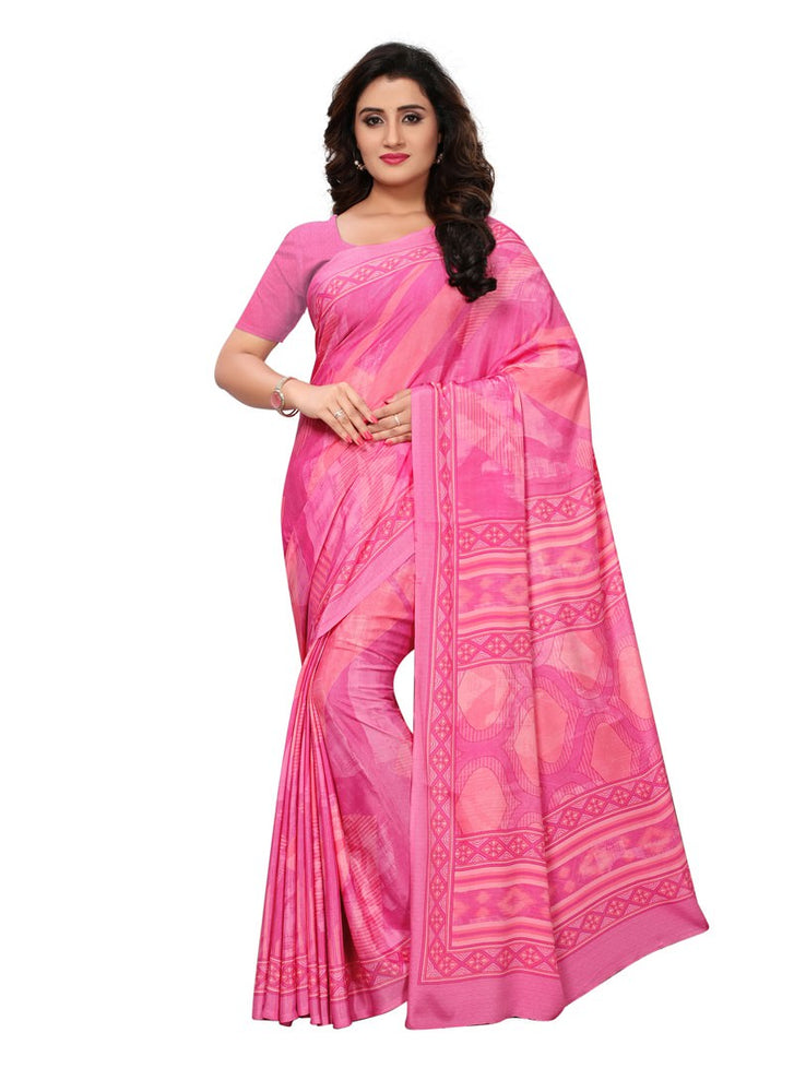 Pink, Multi Color  Crepe Saree only in Bigswipe