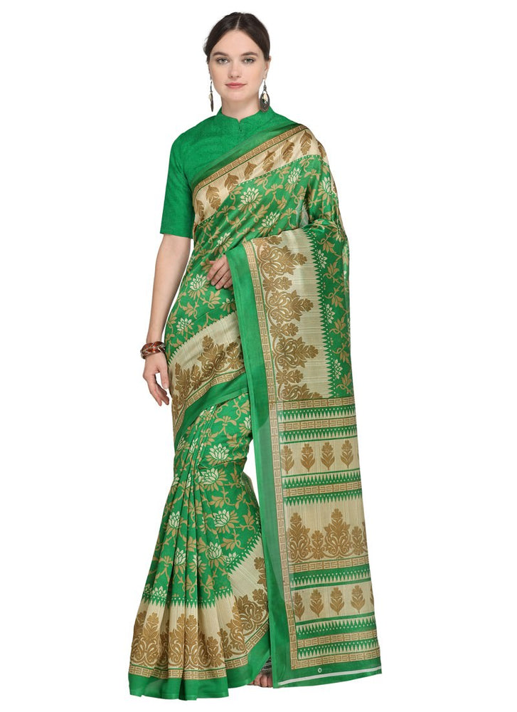 Green, Beige, Multi Color  Poly Silk Saree only in Bigswipe