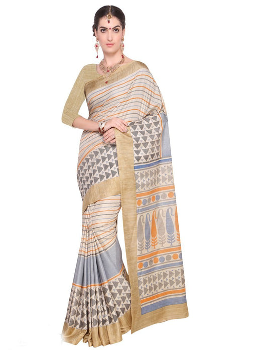 Cream, Multi Color Art Silk Saree only in Bigswipe