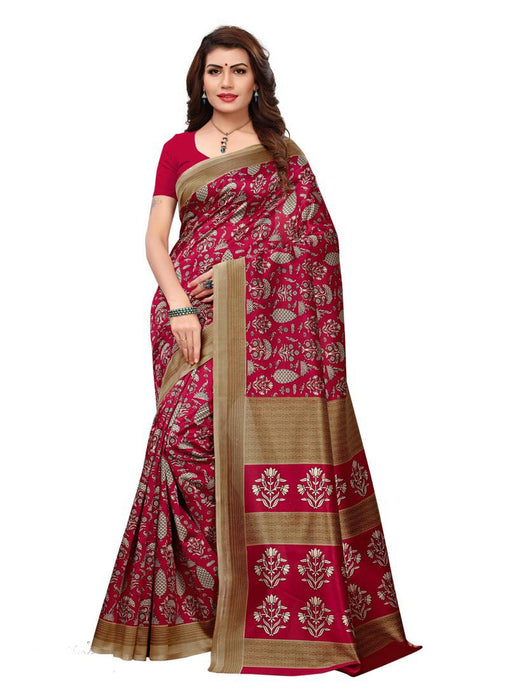 Maroon, Beige Color  Poly Silk Saree only in Bigswipe