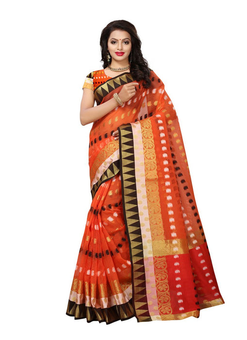 Orange Color  Poly Silk Saree only in Bigswipe