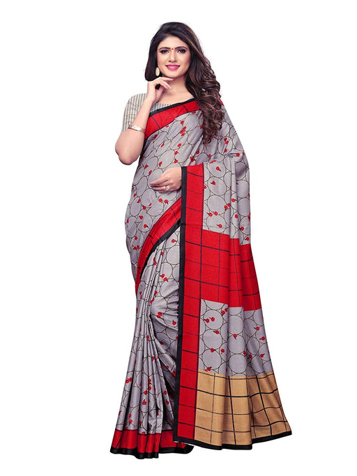 Grey, Red, Multi Color Vichitra Silk (Art Silk) Saree only in Bigswipe