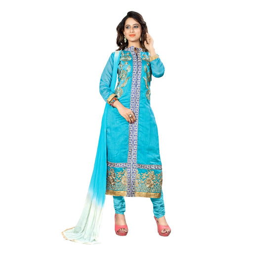 Chanderi Fabric Sky Blue Color Dress Material only in Bigswipe