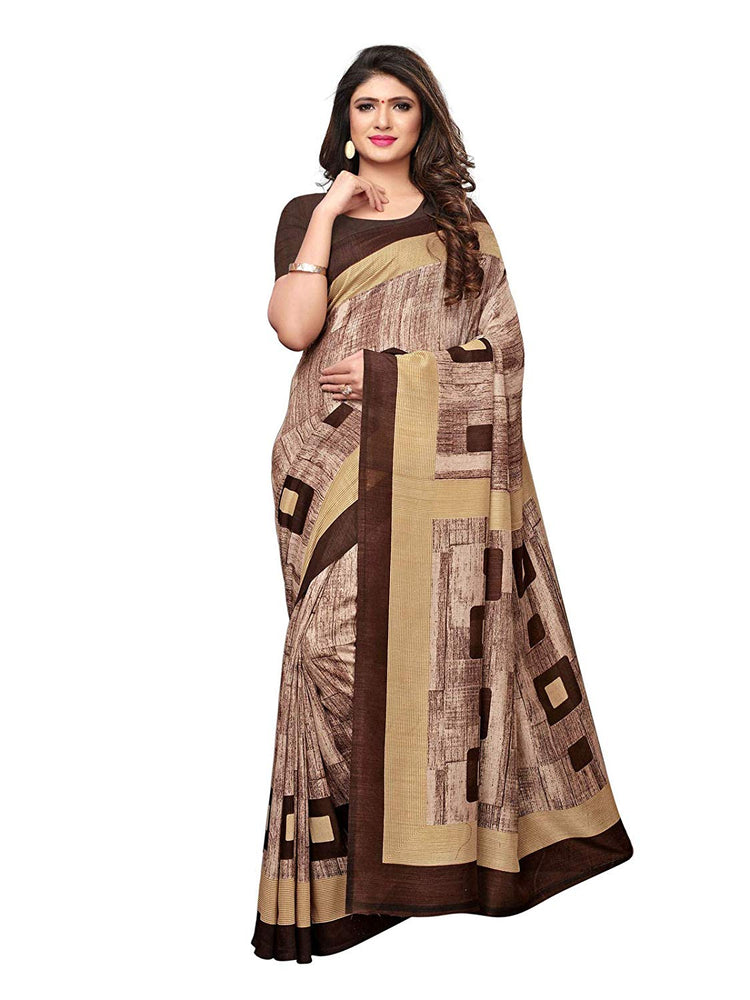 Brown, Beige Color Vichitra Silk (Art Silk) Saree only in Bigswipe