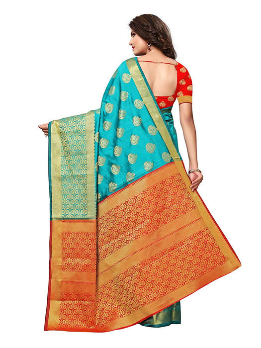 Turquoise Color Poly Silk Saree