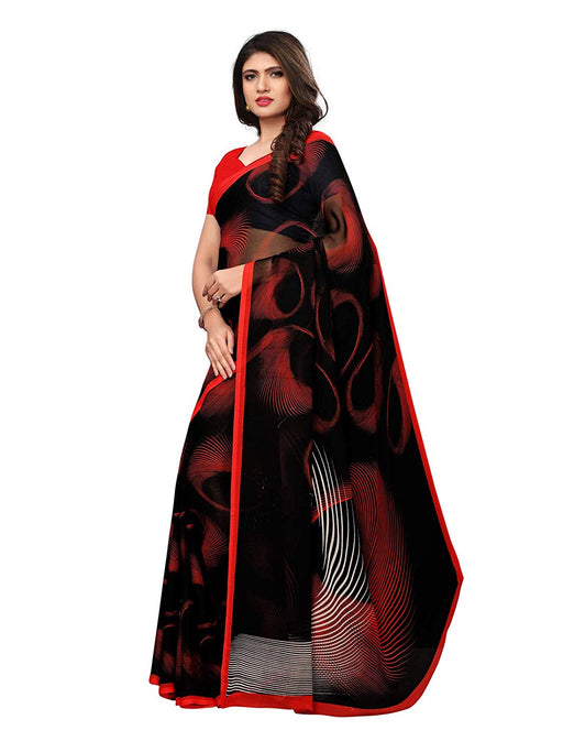 Black, Red Color Georgette Saree only in Bigswipe