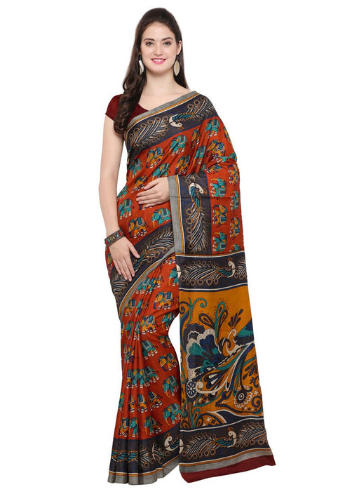 Orange,Multi Color Tussar Silk Saree only in Bigswipe