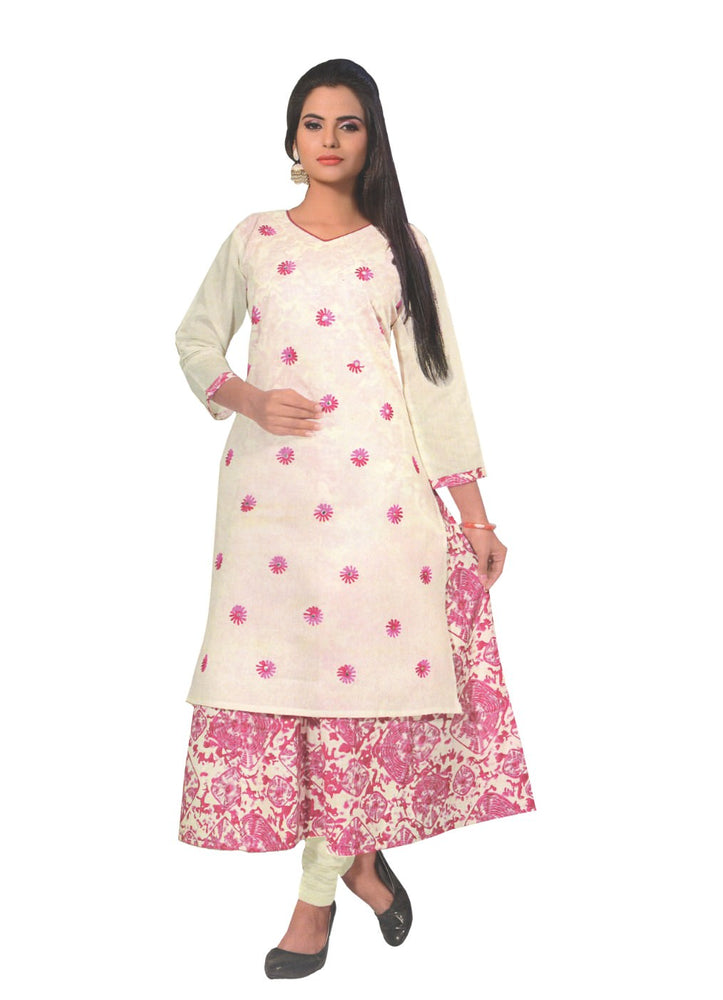 Printed Double Layered Long  Pink Kurti only in Bigswipe