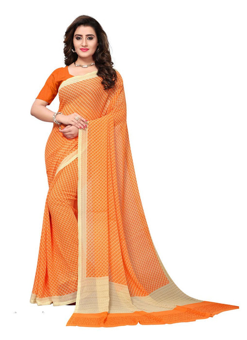 Orange, Beige Color  Georgette Saree only in Bigswipe