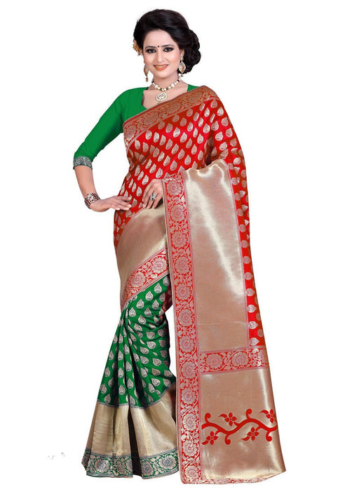 Green,Golden Color Silk Saree only in Bigswipe