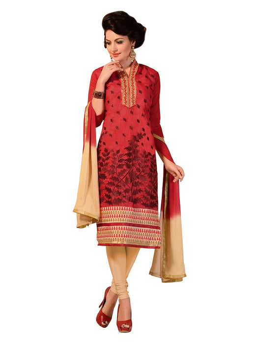 Beige Bhagalpuri Salwar Suit Material With Embroidery only in Bigswipe