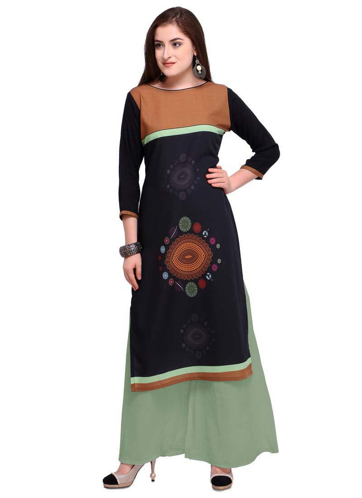 Black, Brown Color Digital Printed Poly Cotton Kurti only in Bigswipe