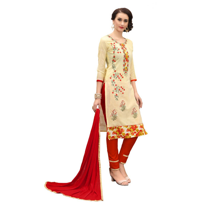 Chanderi Cotton Fabric Beige Color Dress Material only in Bigswipe