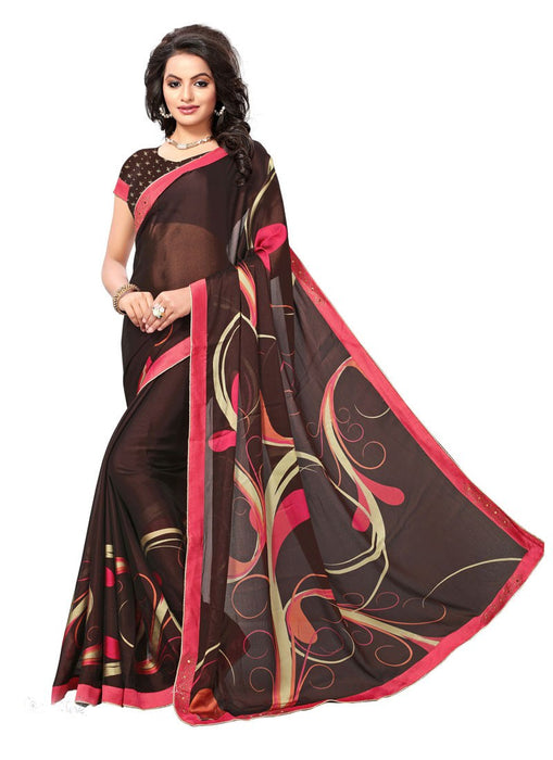 Brown, Multi Color  Chiffon Georgette Saree only in Bigswipe