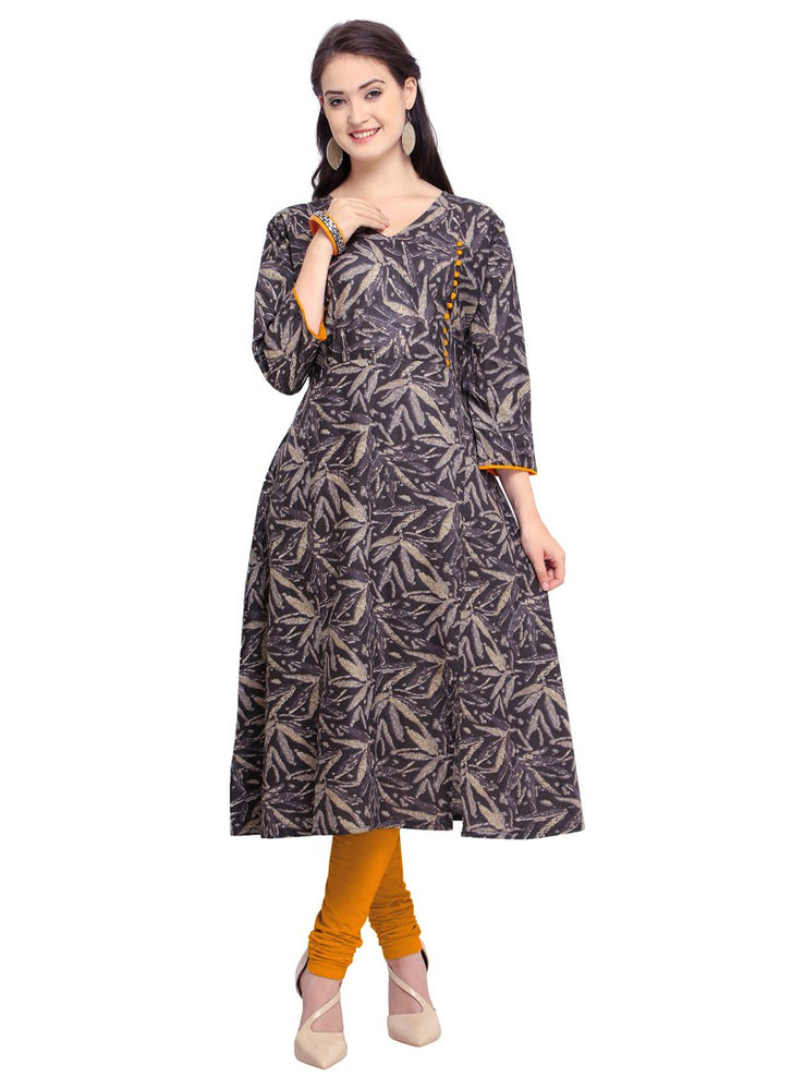 Grey, Multi Color Printed Cotton Kurti only in Bigswipe