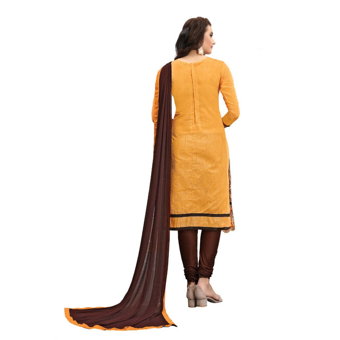 Chanderi Cotton Fabric Mustard Color Dress Material only in Bigswipe