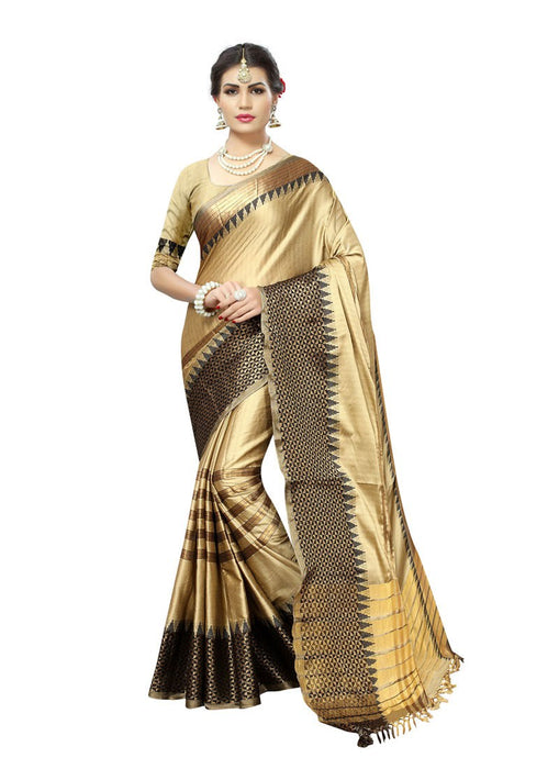 Beige, Golden Color  Poly Silk Saree only in Bigswipe