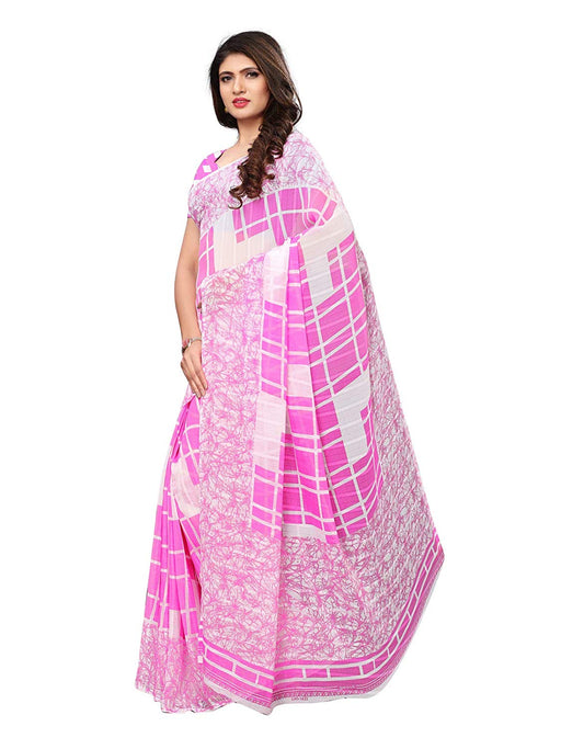 Pink, White Color Georgette Saree only in Bigswipe