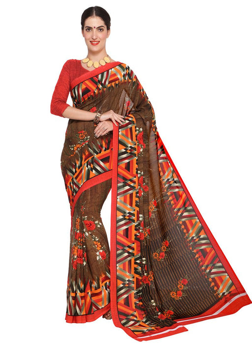 Brown, Red Color Georgette Saree only in Bigswipe