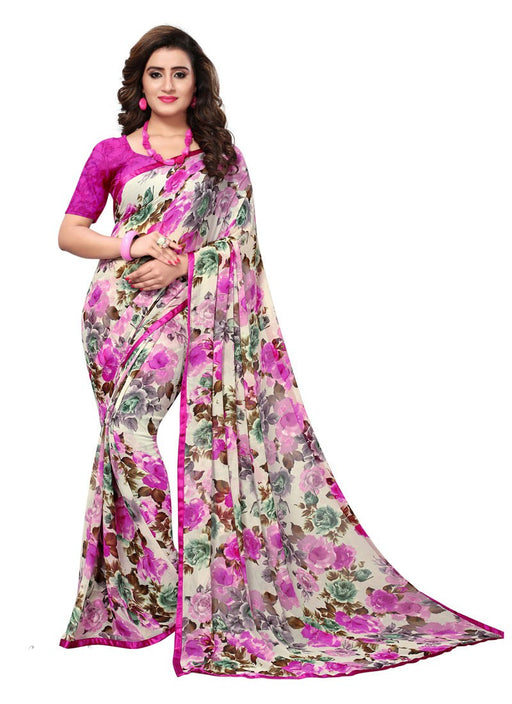 Pink, Multi Color  Georgette Saree only in Bigswipe