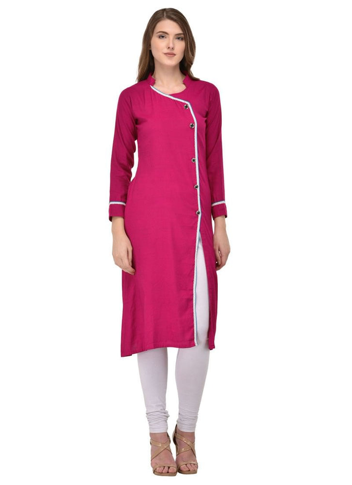 Pink Color Buttons Rayon Kurti only in Bigswipe