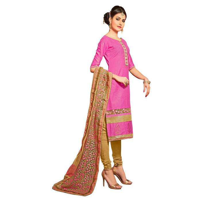 Glaze Cotton Fabric Pink Color Dress Material only in Bigswipe