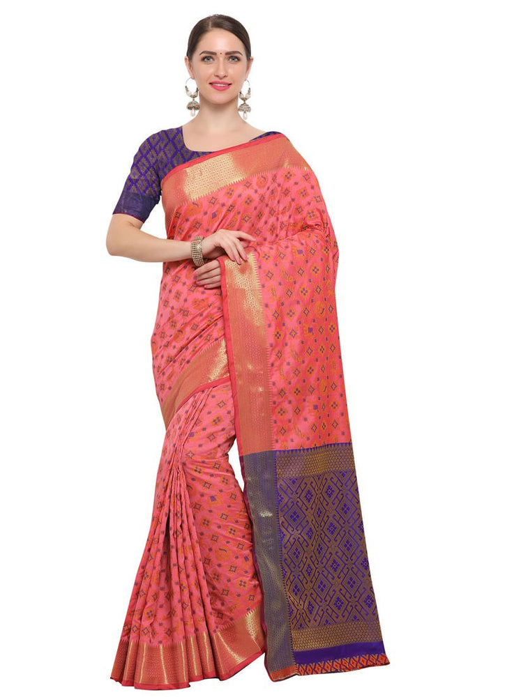 Peach Color Poly Silk Saree only in Bigswipe