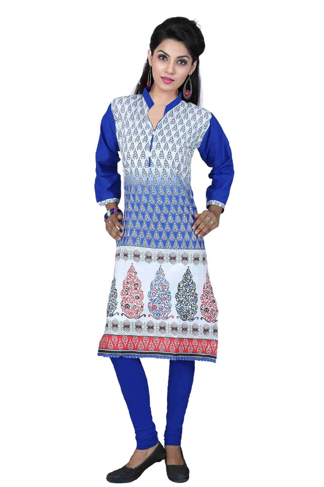 Blue Cotton Printed Casual Women&rsquo;s Kurti only in Bigswipe