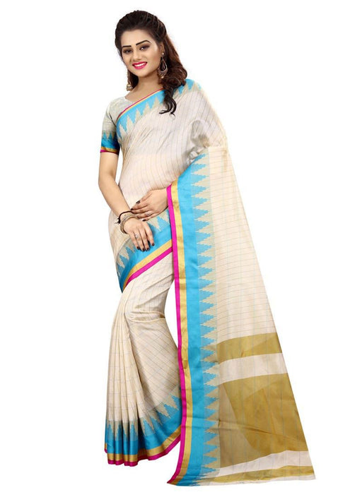 Beige, Blue Color  Poly Silk Saree only in Bigswipe