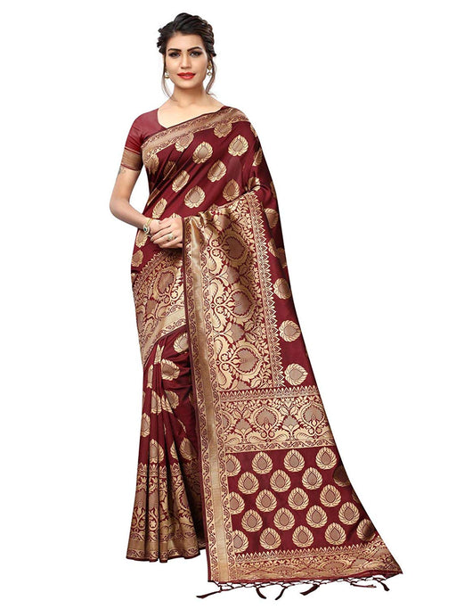 Maroon Color Poly Silk Saree only in Bigswipe