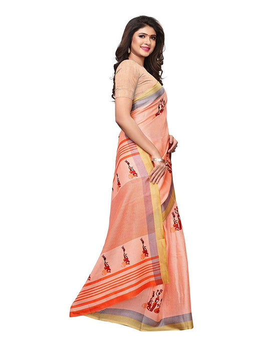 Peach, Orange, Multi Color Poly Silk Saree only in Bigswipe