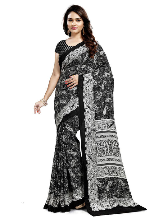 Black, White Color Pashmina Saree only in Bigswipe