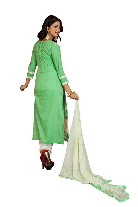 Green Embroidered Cotton Salwar Suit Dress Material(MDMST05) only in Bigswipe