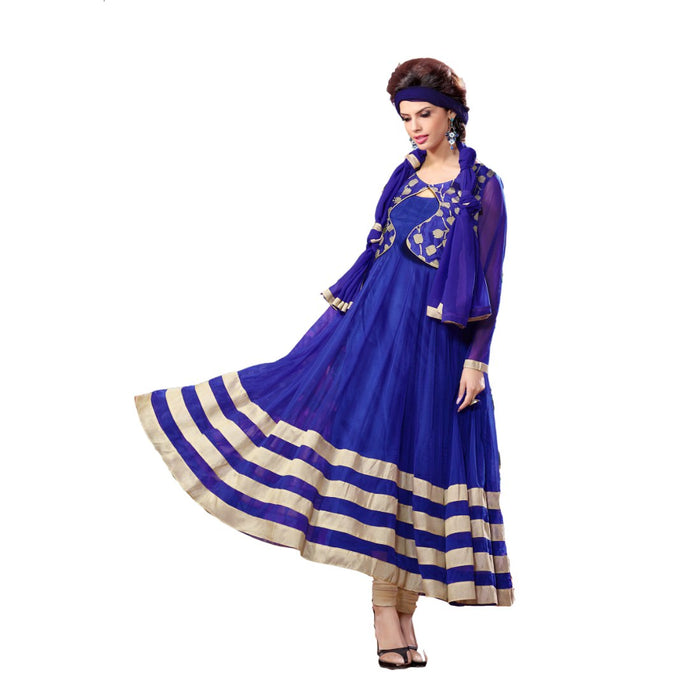 Brasso Net Fabric Blue Color Long gown only in Bigswipe