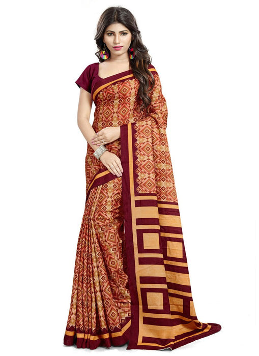 Maroon, Peach, Multi Color Pashmina Saree only in Bigswipe