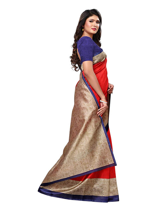 Red, Beige Color Poly Silk Saree