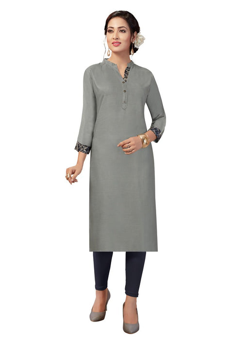 Grey Color Plain Rayon Kurti only in Bigswipe