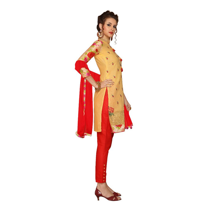 Glaze Cotton Fabric Yellow Color Dress Material only in Bigswipe